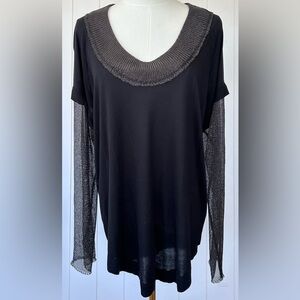 Elegant Black and Silver Women's Top